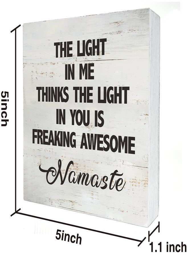 MAVOTEN Namaste Quote the Light in Me Thinks the Light in You Wood Box Sign Rusitc Wooden Box Sign Yoga Meditation Room Desk Shelf Decor (5 X 5 Inch) - Image 2